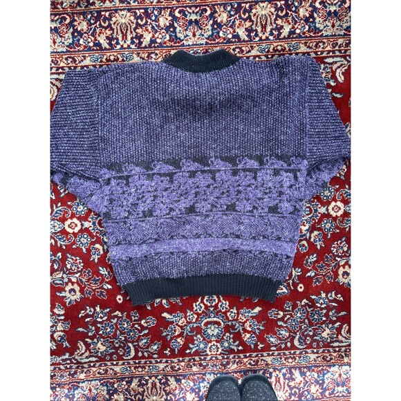 Vintage JEd Sweater Men's large Purple Pullover Oversized Textured 90s - Picture 5 of 5
